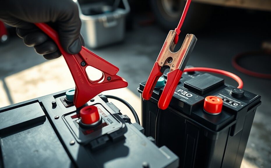 jumpstarting a battery with jumper cables