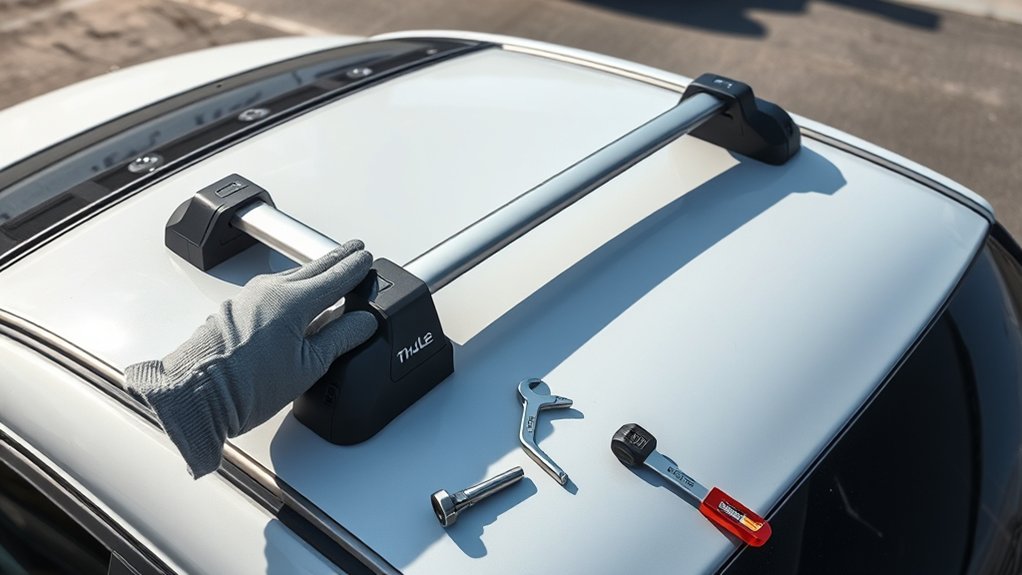 park on flat surface clear roof gather tools
