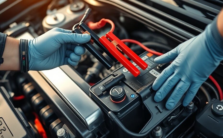 testing a car starter with jumper cables